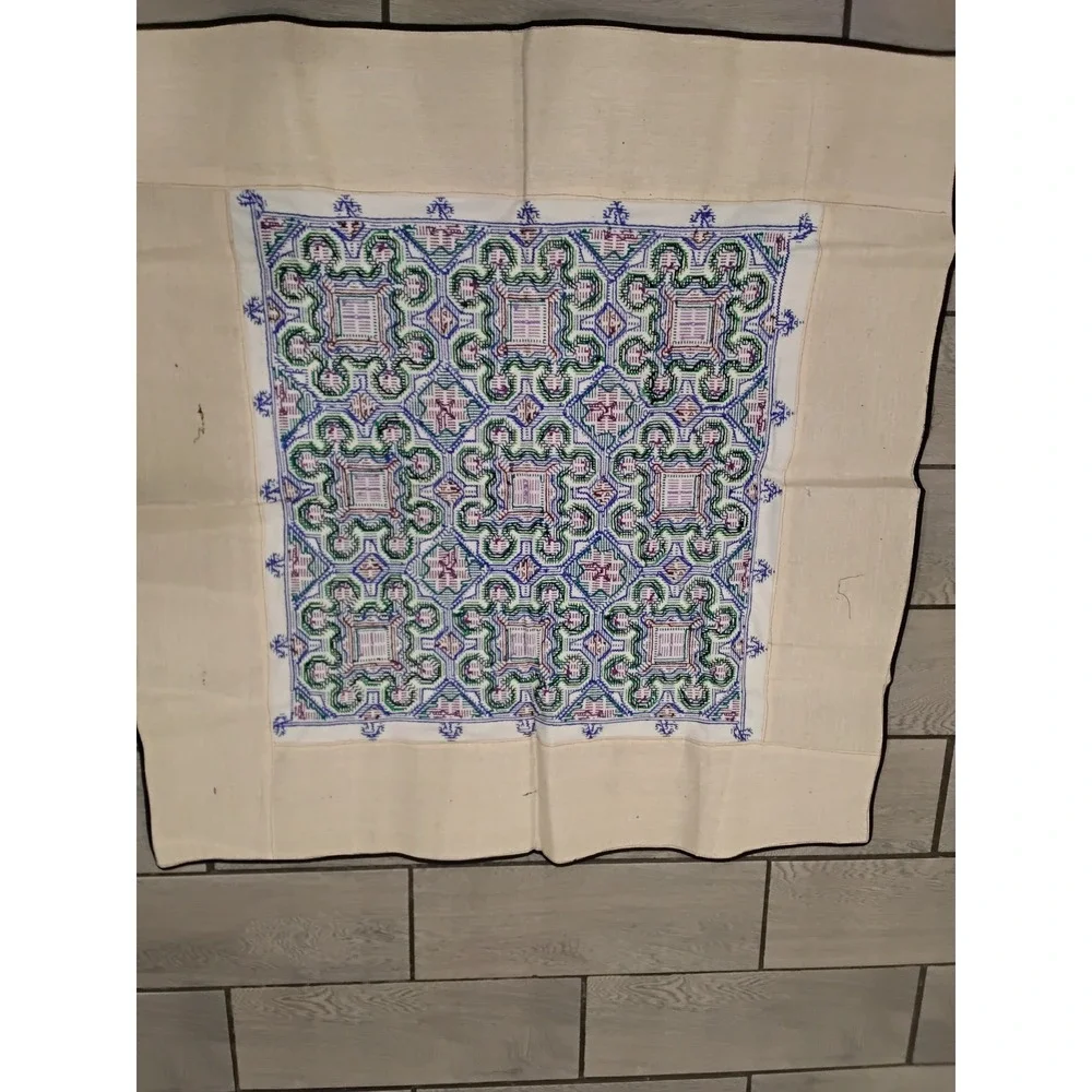 Boho‎ Embroidered Square Textile Wall Hanging / Table  ~ Multicolor ~ 40